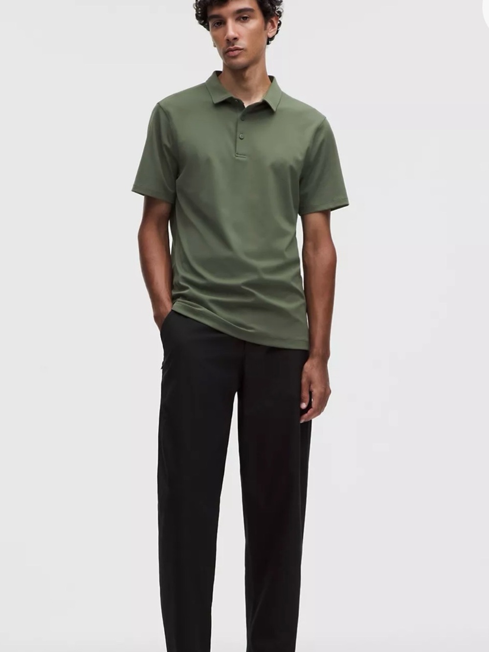 Lululemon Slim Fit Short Sleeve Polo Sage Green Men's Small Golf Performance